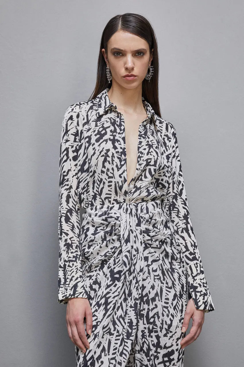 Camicia in georgette a maniche lunghe