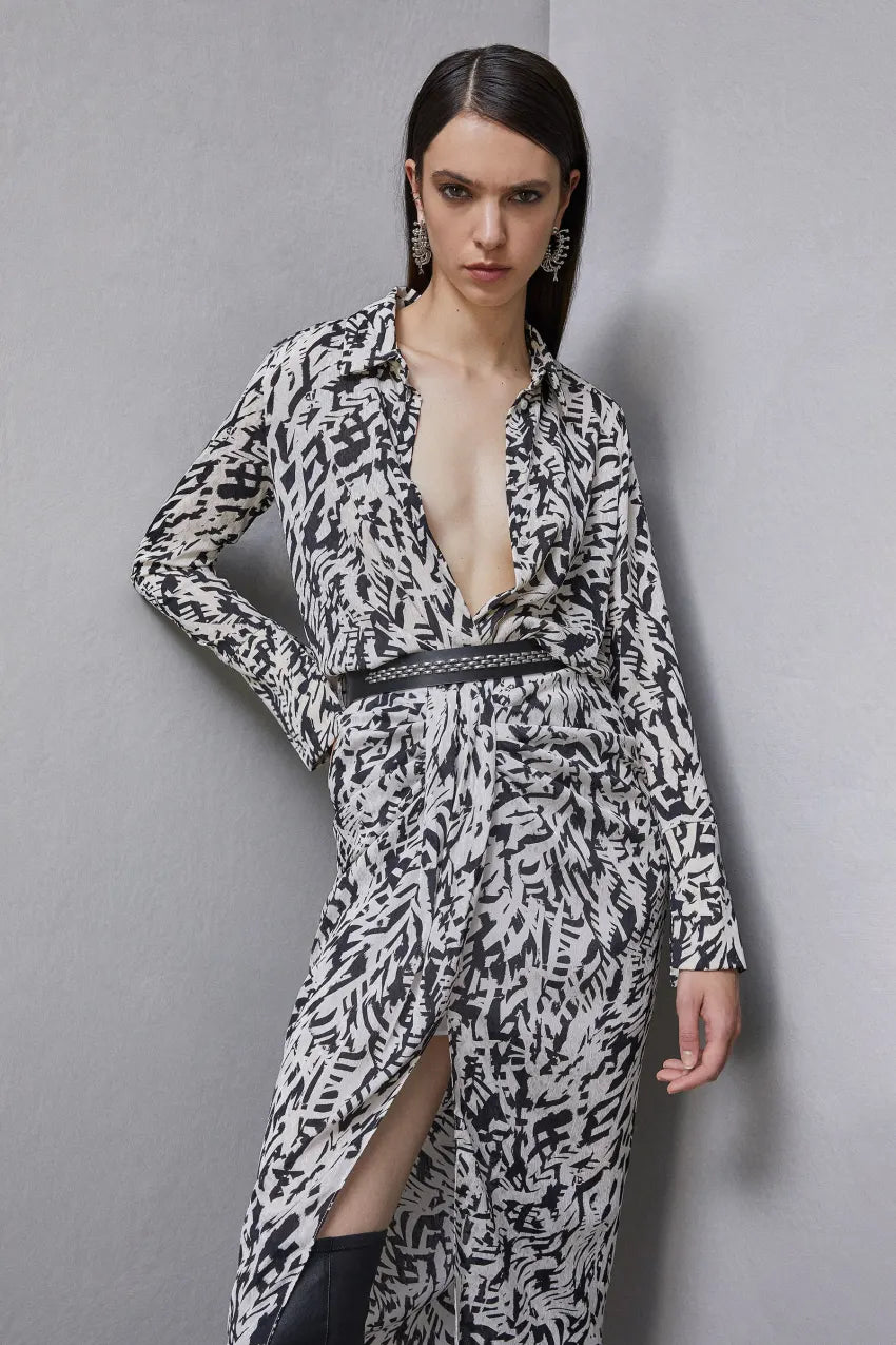 Camicia in georgette a maniche lunghe